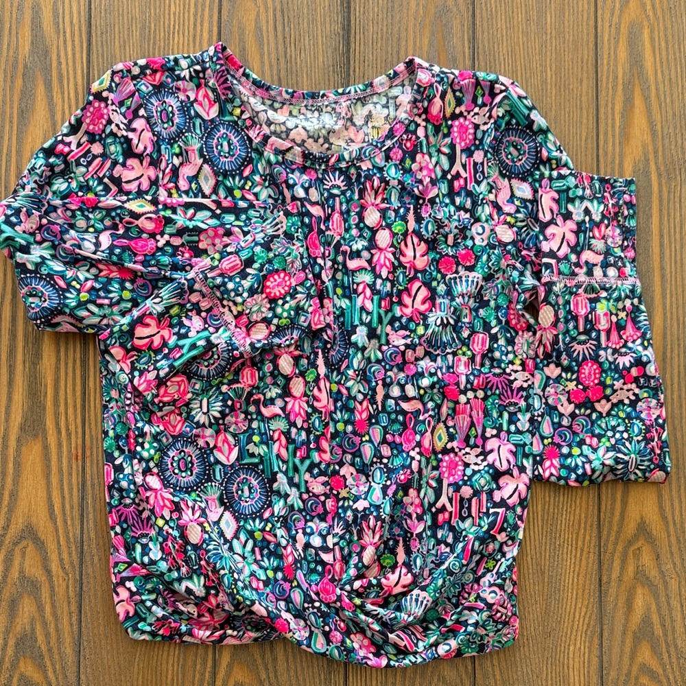 Lilly Pulitzer Luxletic Floral Top in Pink and Blue